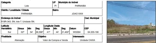 Imóvel 2451800 ['10217097'] - ['RODOVIA BR-343,N. 00 LT 07, SUBTRECHO LUIZ CORREIA-PARNAÍBA, JOAO XXIII - CEP: 64205-190, PARNAIBA - PIAUI'] [''] - ['Parnaíba']/['PI'] - 1