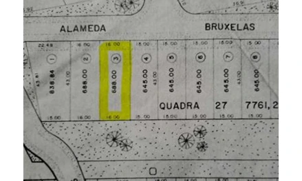 Terreno em Santana de Parnaíba, Res. Zero (Tambore), Alameda Bruxelas, Lote 03 da Quadra 27 , no Alphaville Residencial Zero Etapa II, SP. Área: 688m2