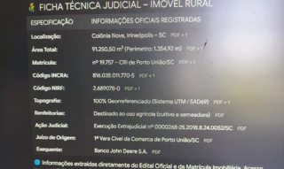 Imóvel 2865271 [''] - ['terreno rural na ÁREA "02", Perímetro de 1.354,92 m, situado na localidade de Colônia Nova, Zona Rural, CEP 89.440-000, Município de IRINEÓPOLIS/SC'] [''] - ['Irineópolis']/['SC'] - 1