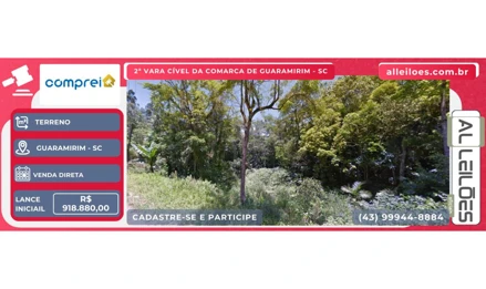 Terreno em Guaramirim, Corticeira, Estrada Schroeder, SC. Área: 1148600m2