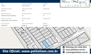 Imóvel 2496692 [''] - ['Rua Paraná, Lote n.º 15/Quadra n.º 05, Distrito de Vila Formosa, CEP: 79.872-000'] [''] - ['Dourados']/['MS'] - 1